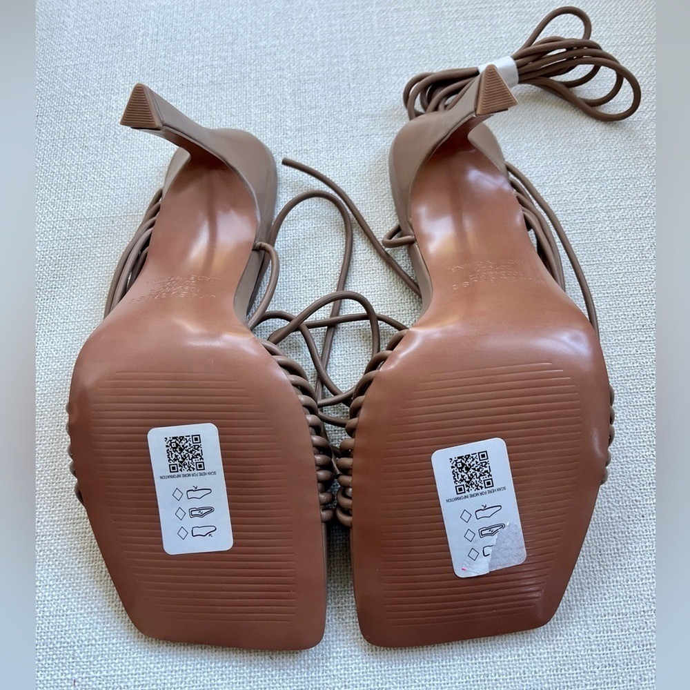 NEW ASOS Design Nest Strappy Ankle Tie Stiletto Sandals Tan Sz 6 - Picture 9 of 9